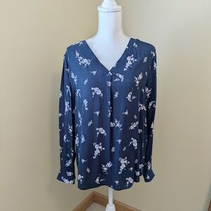 Brian & Em Floral Navy Women's Top - Size Large